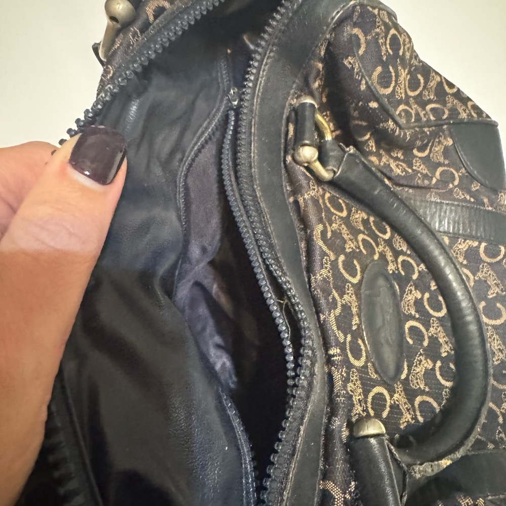 CELINE Navy Blue Boston Bag -  Rare Vintage Iconic Monogram! - Picture 6 of 11